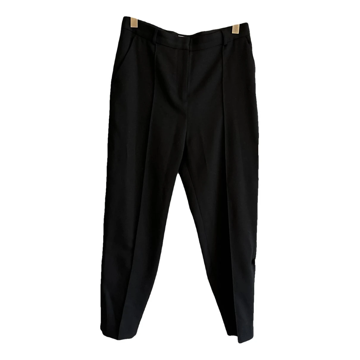 Pre-owned Totême Wool Straight Pants In Black