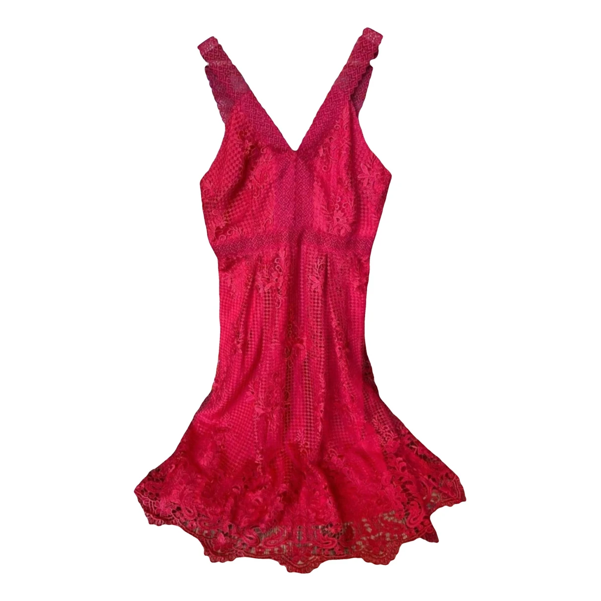 Pre-owned Issa Lace Mid-length Dress In Red