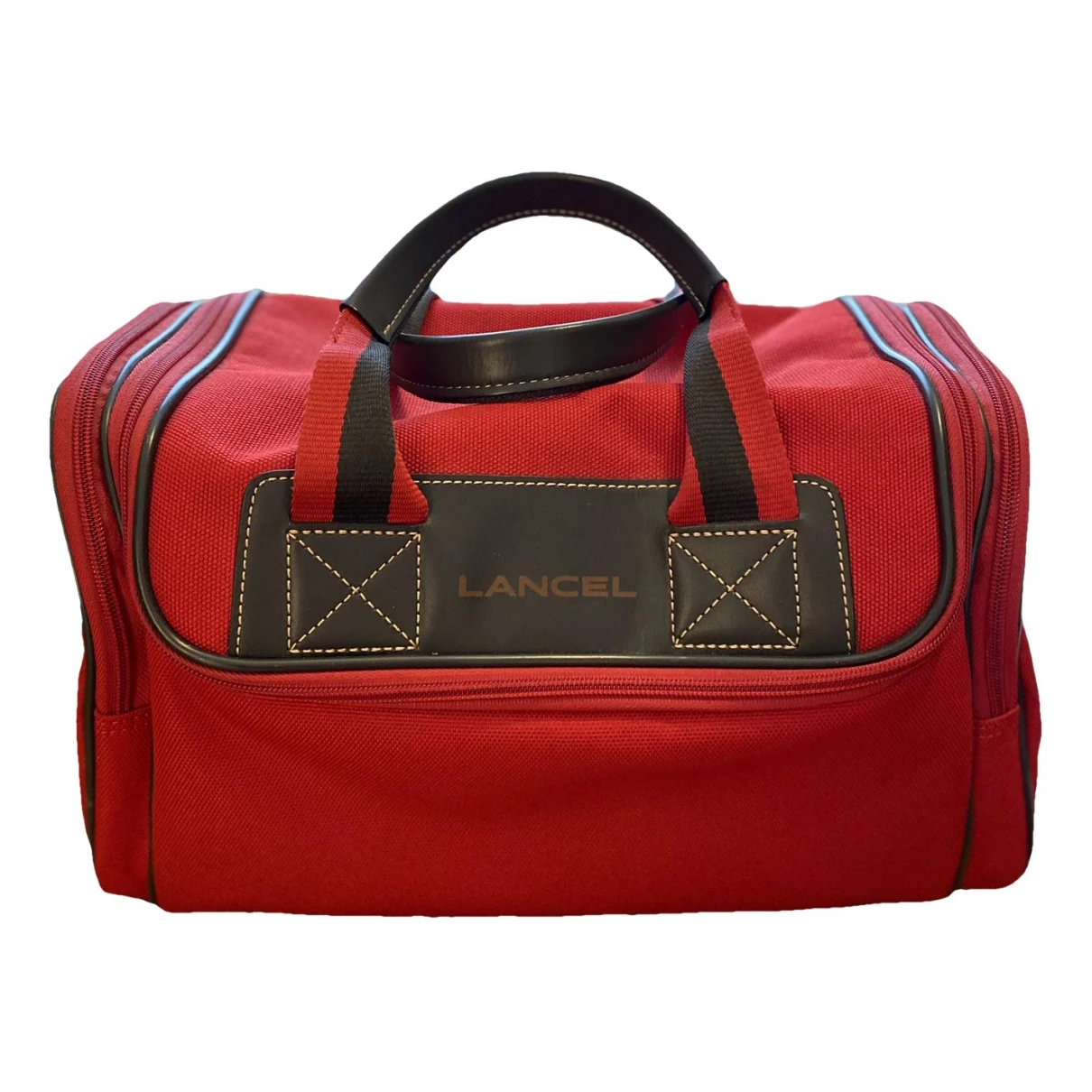 Pre-owned Lancel Cloth Vanity Case In Red