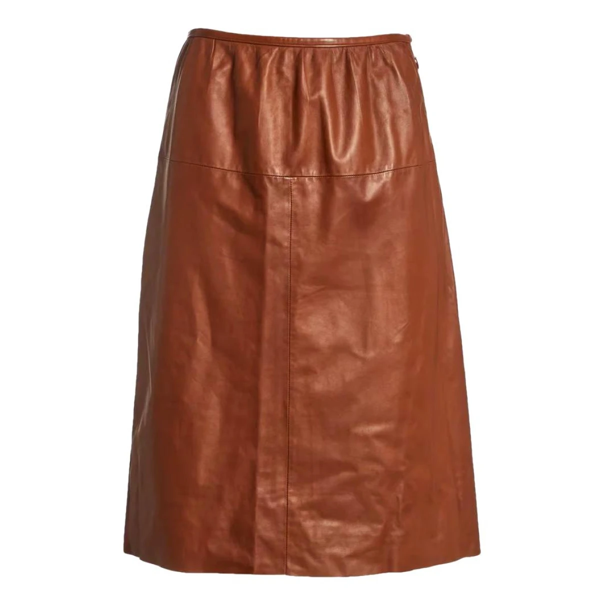 Pre-owned Prada Leather Mid-length Skirt In Brown