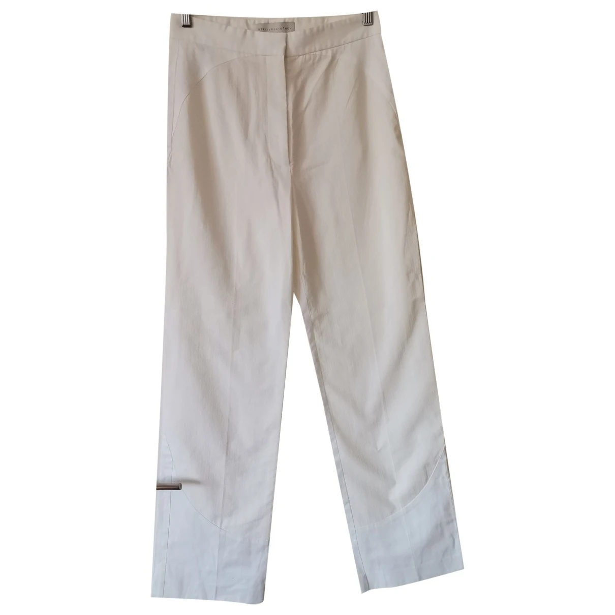 Pre-owned Stella Mccartney Linen Straight Pants In White