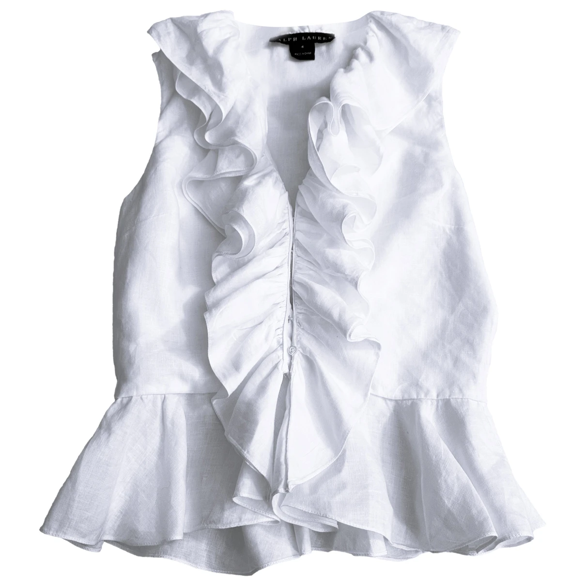 Pre-owned Ralph Lauren Linen Blouse In White