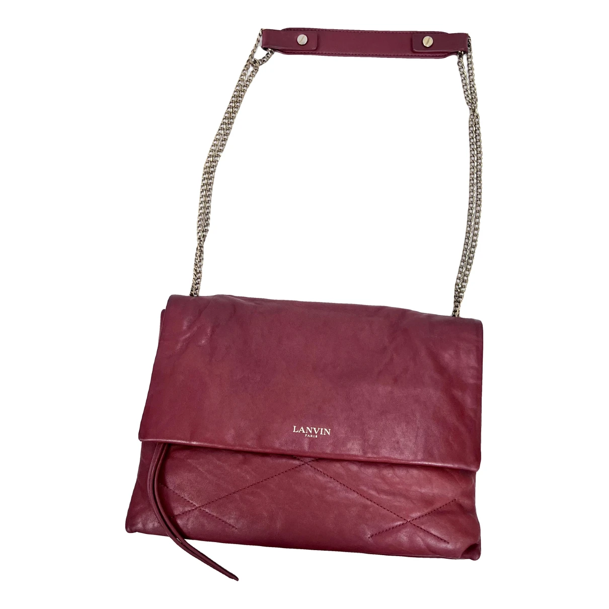 Pre-owned Lanvin Sugar Leather Handbag In Burgundy