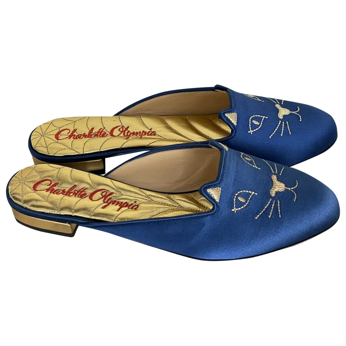 Pre-owned Charlotte Olympia Kitty Ballet Flats In Blue