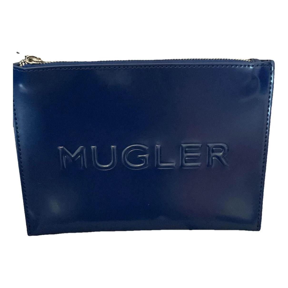 Pre-owned Mugler Leather Clutch Bag In Blue