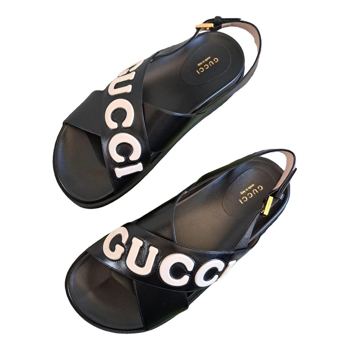 Pre-owned Gucci Leather Mules In Black