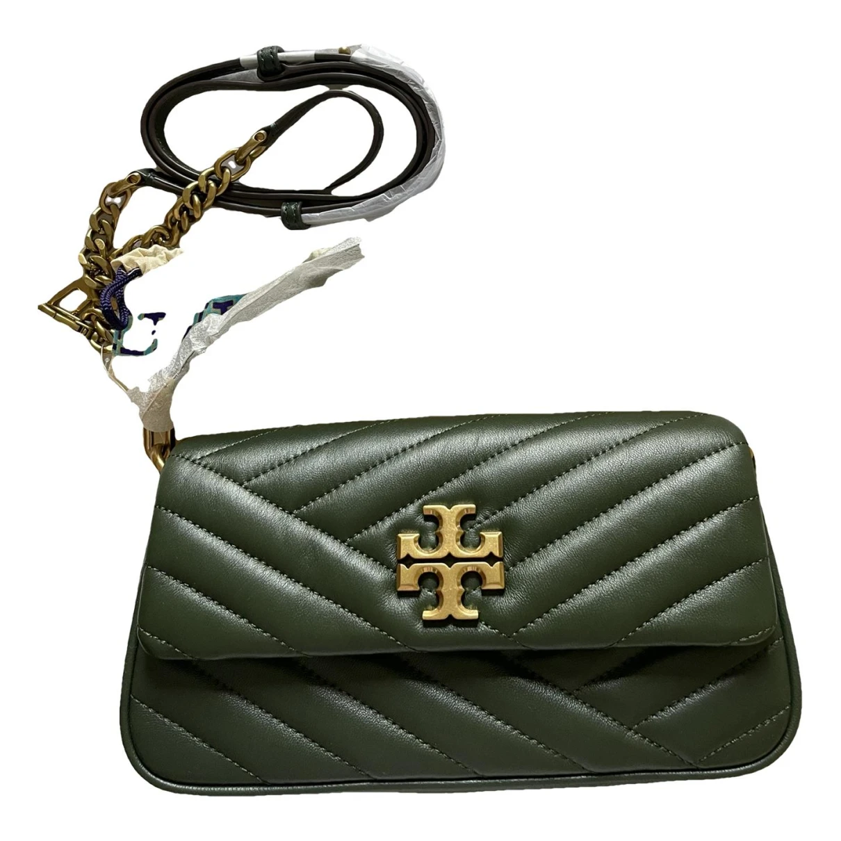 Pre-owned Tory Burch Leather Handbag In Green