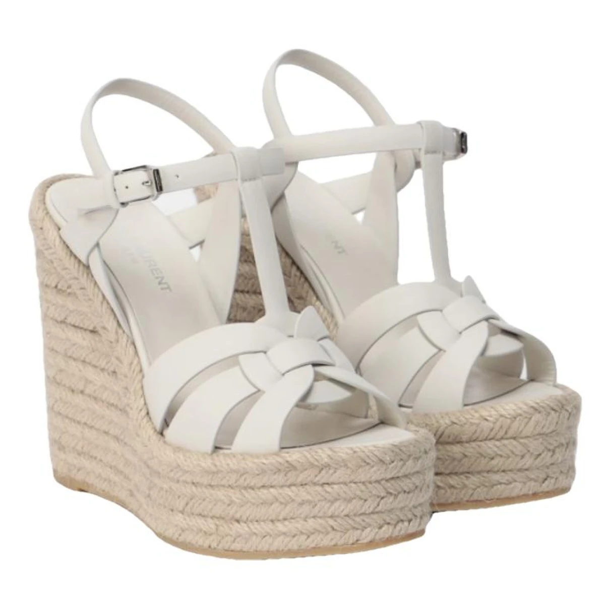 Pre-owned Saint Laurent Tribute Leather Sandals In White