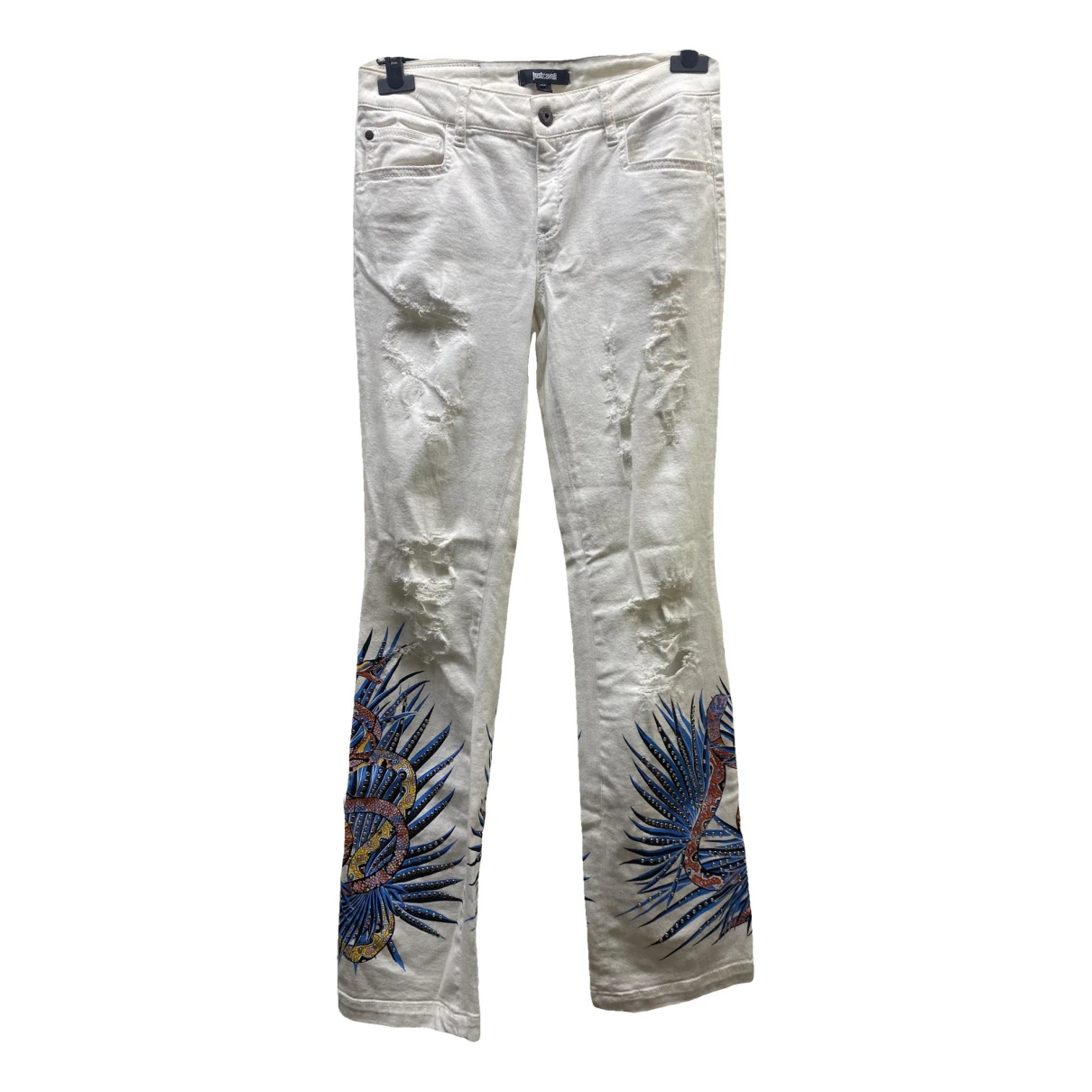 Pre-owned Just Cavalli Large Pants In White
