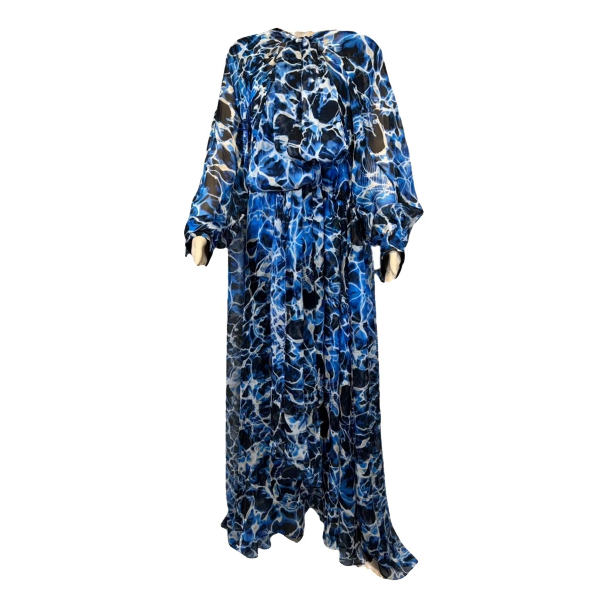 Pre-owned Marina Rinaldi Silk Maxi Dress In Blue
