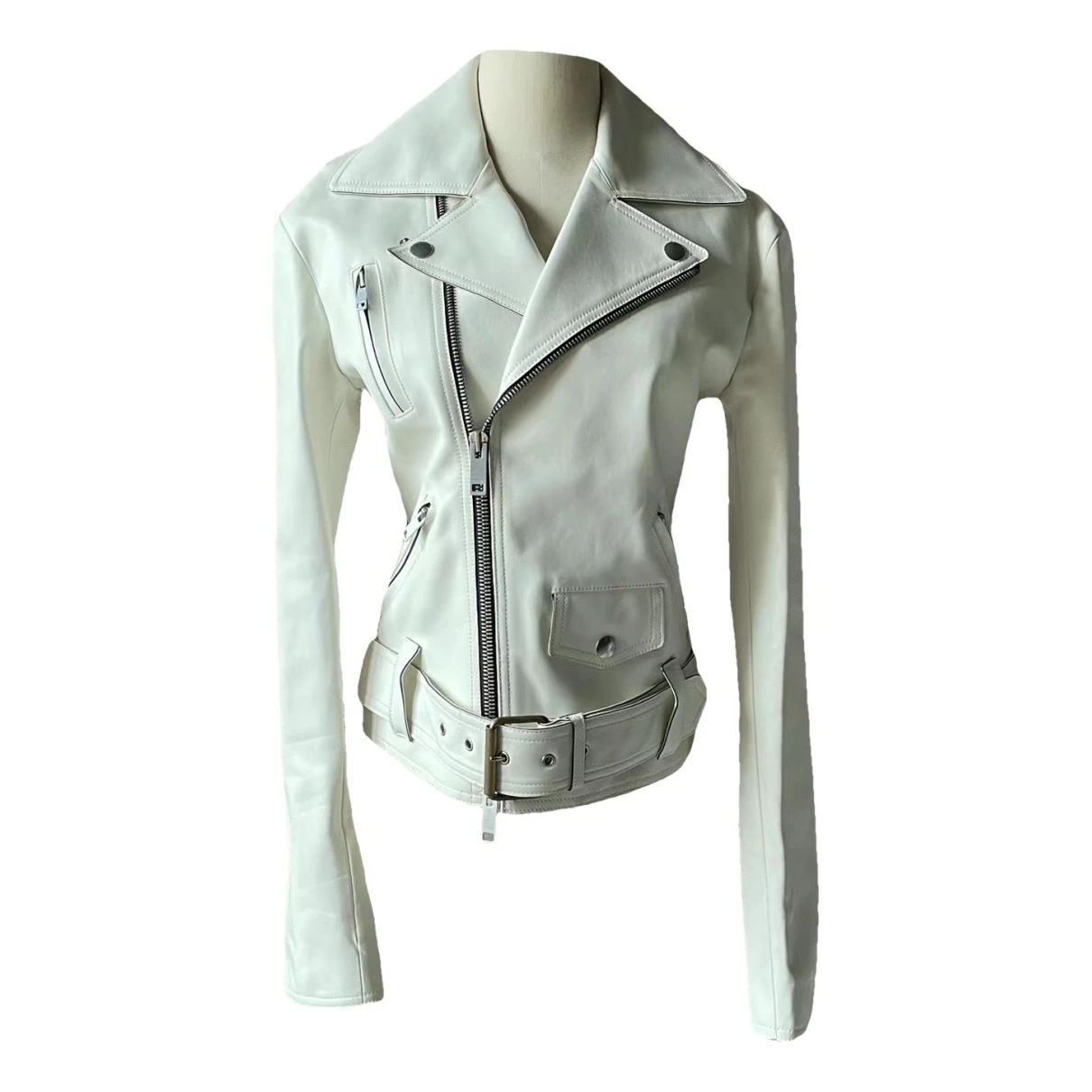 Pre-owned Celine Leather Jacket In White