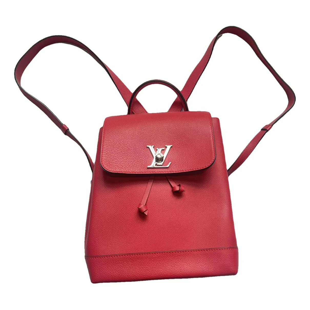 Pre-owned Louis Vuitton Lockme Leather Backpack In Red