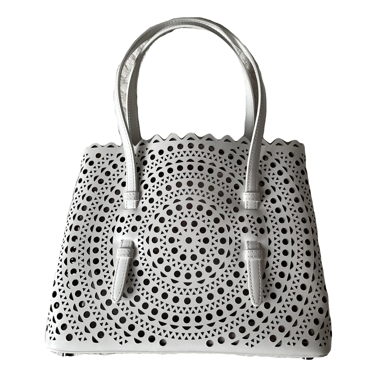 Pre-owned Alaïa Mina Leather Handbag In White