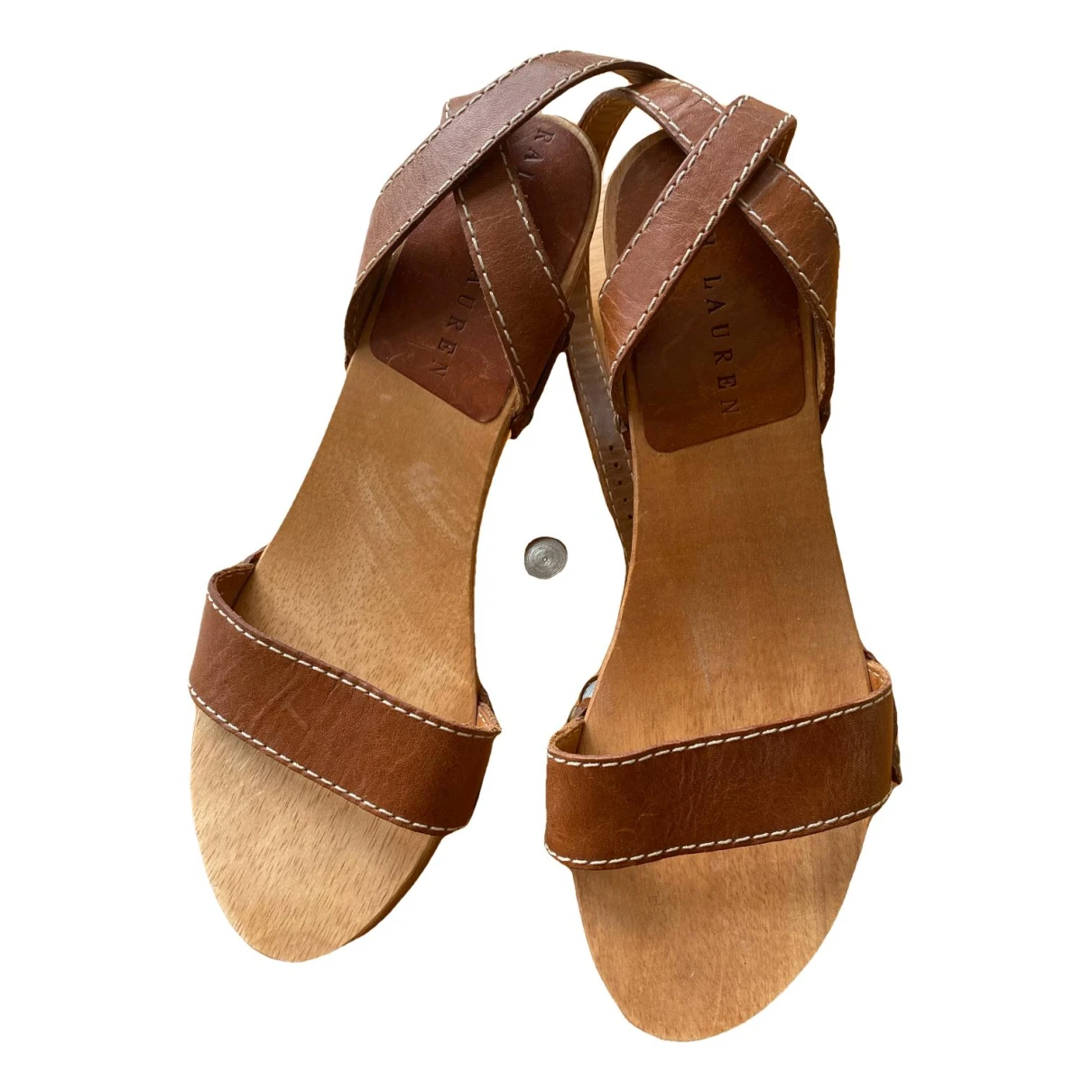 Pre-owned Ralph Lauren Leather Mules & Clogs In Camel