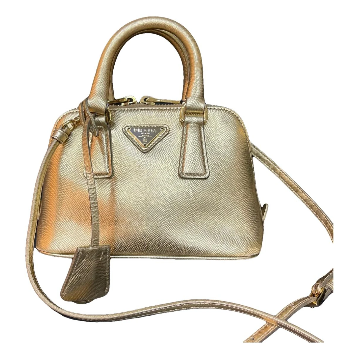 Pre-owned Prada Promenade Leather Handbag In Gold