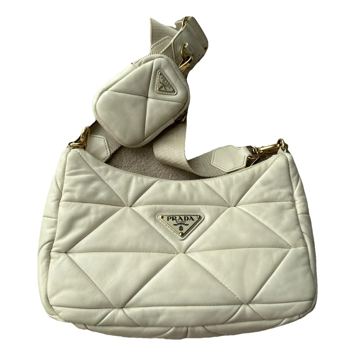 Pre-owned Prada Re-edition Leather Crossbody Bag In White