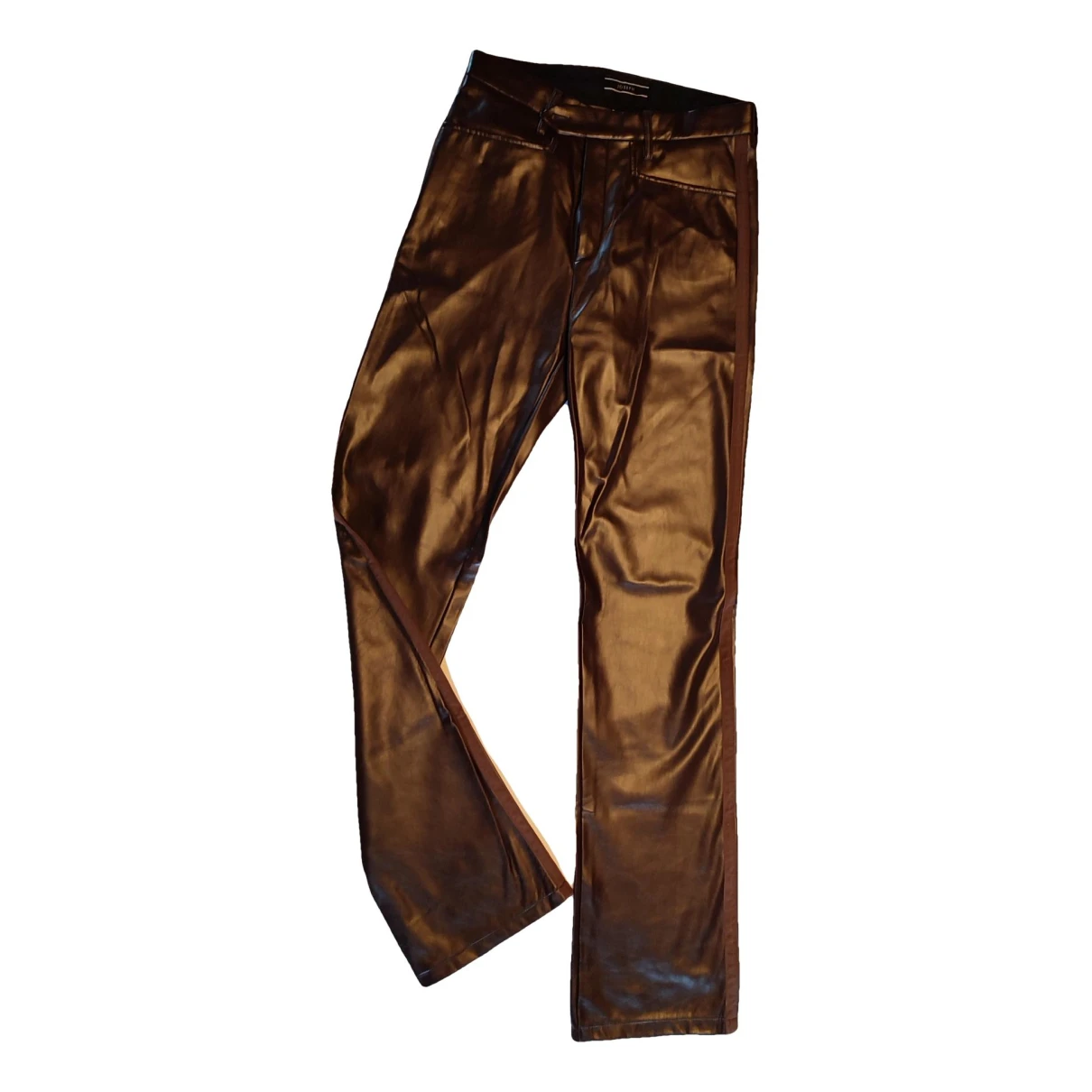 Pre-owned Joseph Vegan Leather Straight Pants In Brown