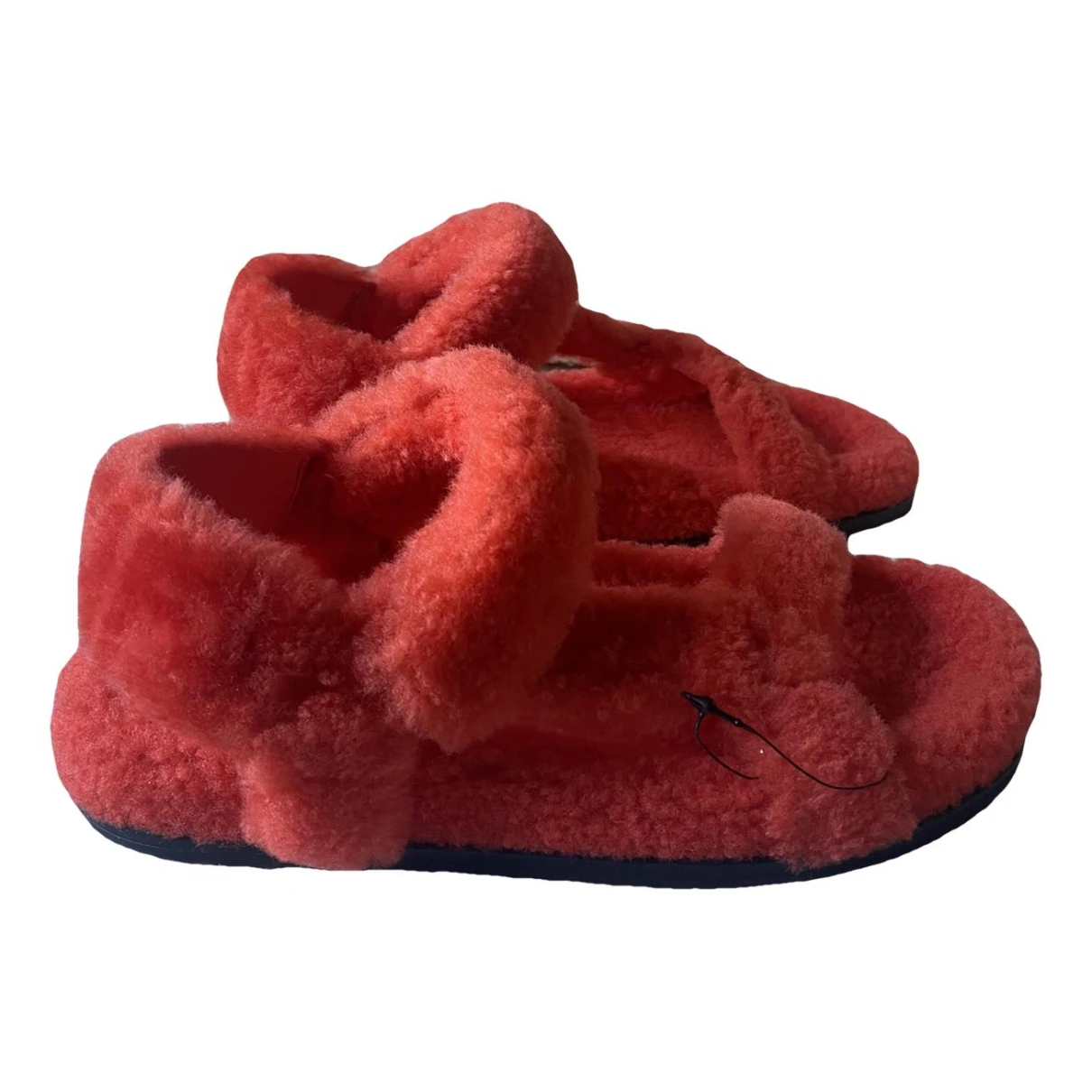 Pre-owned Fendi Shearling Sandal In Red