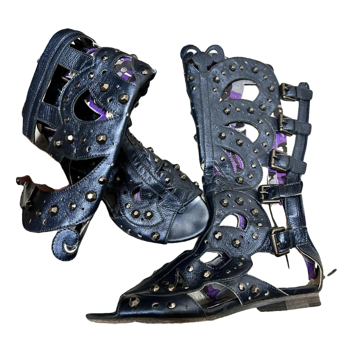 Pre-owned Anna Sui Leather Sandals In Blue
