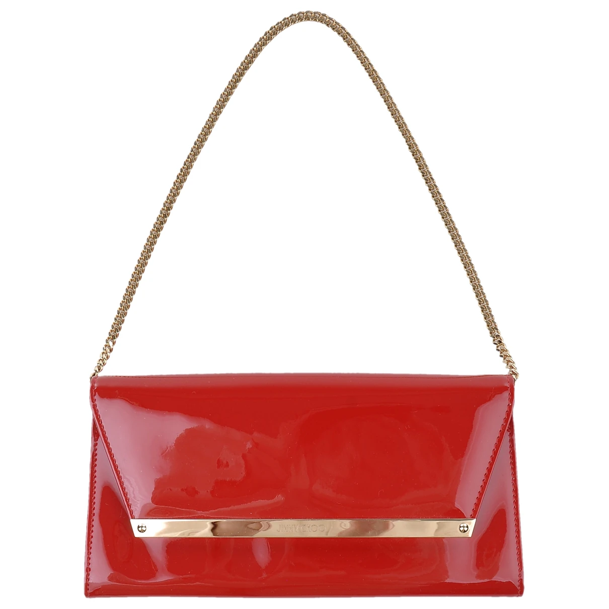Pre-owned Jimmy Choo Patent Leather Clutch Bag In Red