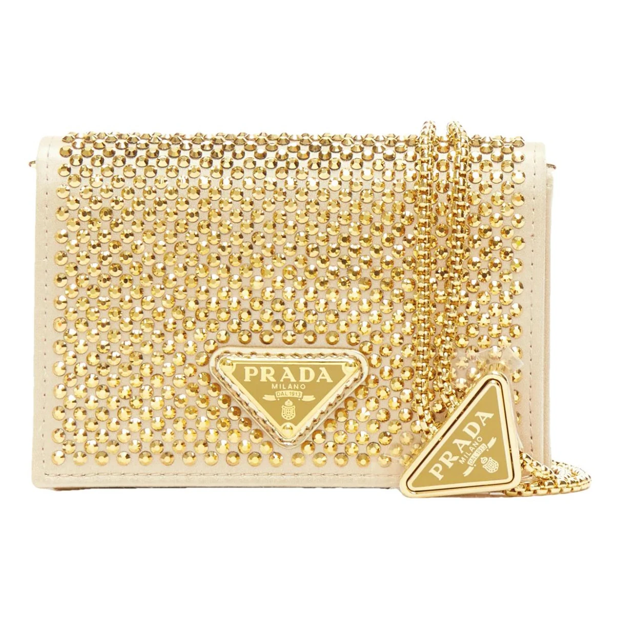 Pre-owned Prada Silk Handbag In Gold