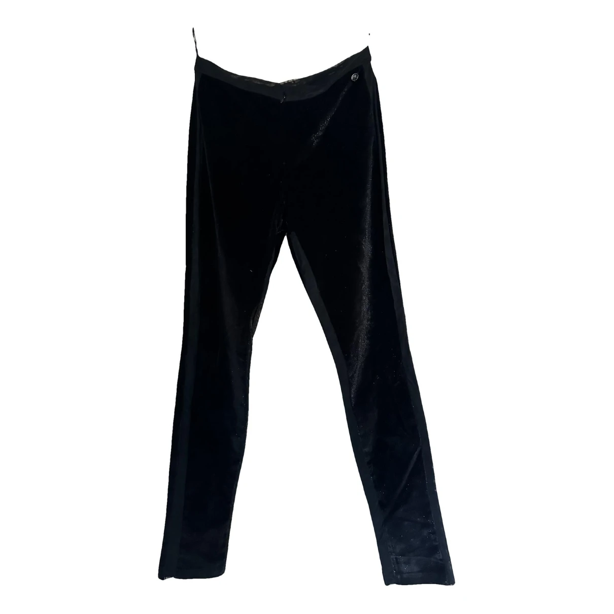 Pre-owned Chanel Velvet Slim Pants In Black