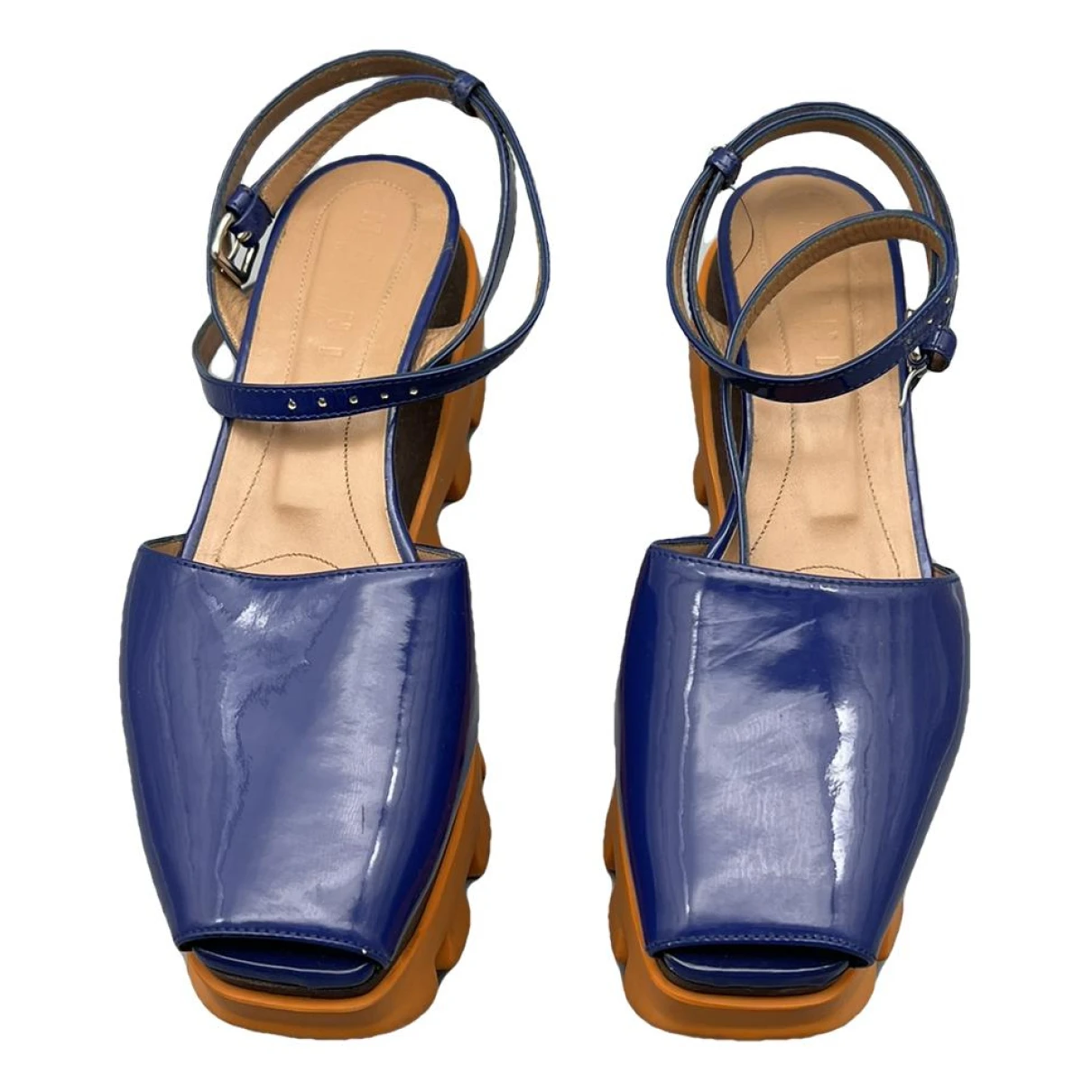Pre-owned Marni Patent Leather Sandal In Blue