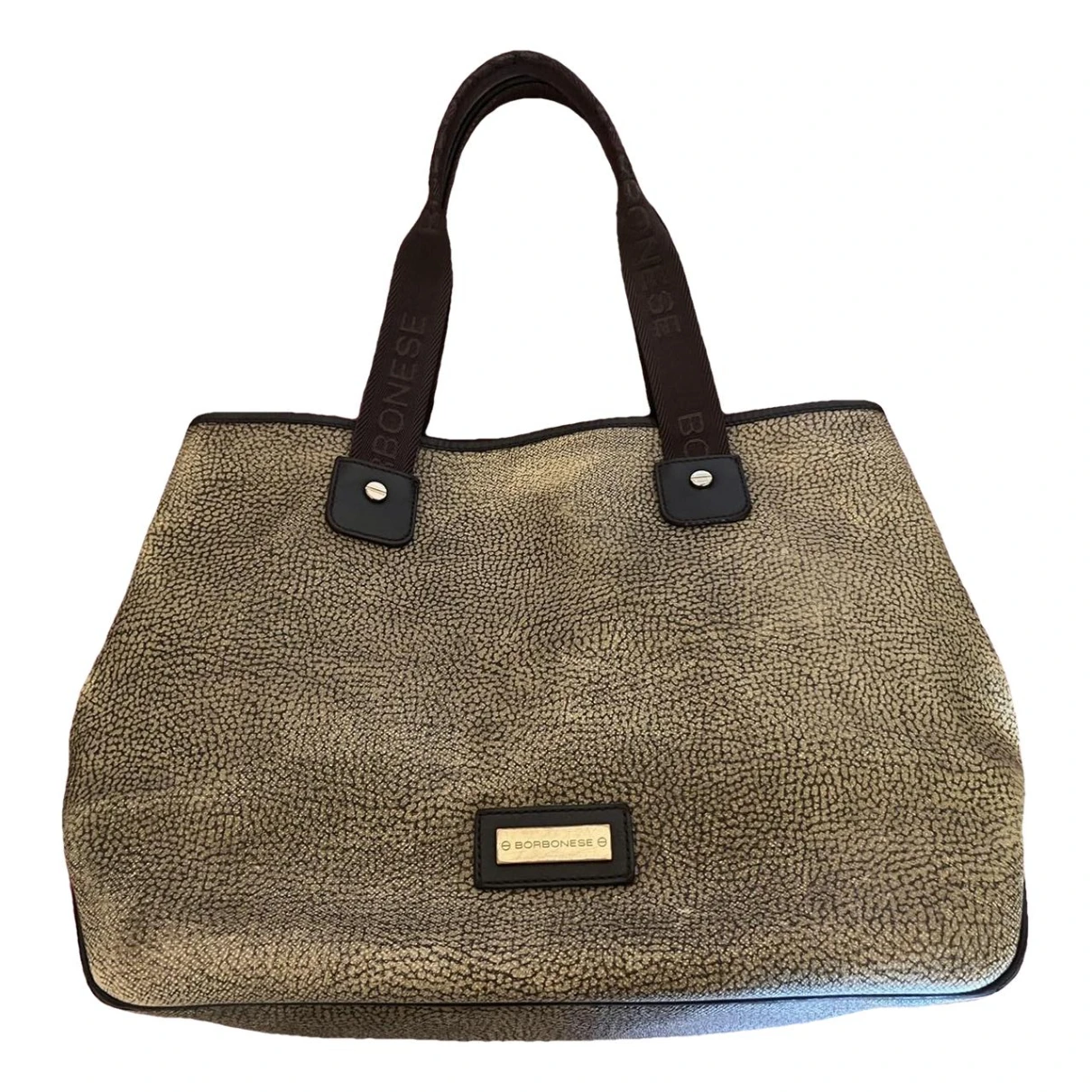 Pre-owned Borbonese Vegan Leather Handbag In Brown