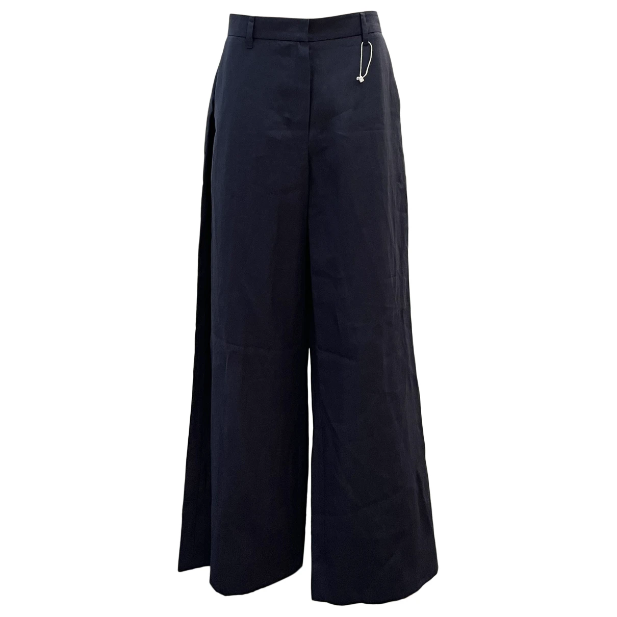 Pre-owned Max Mara Linen Large Pants In Blue