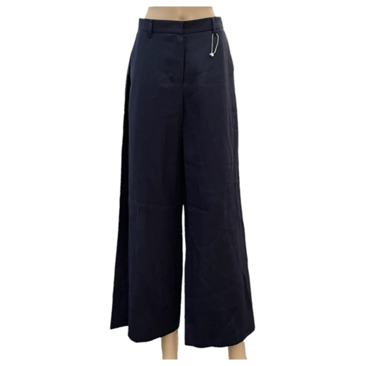 Pre-owned Max Mara Linen Large Pants In Blue