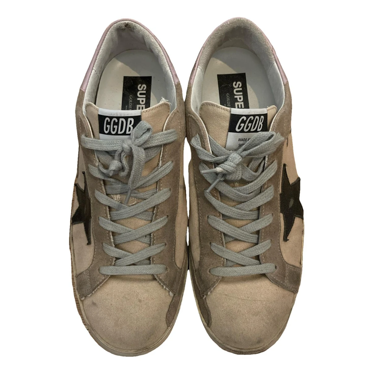 Pre-owned Golden Goose Superstar Cloth Trainers In Brown