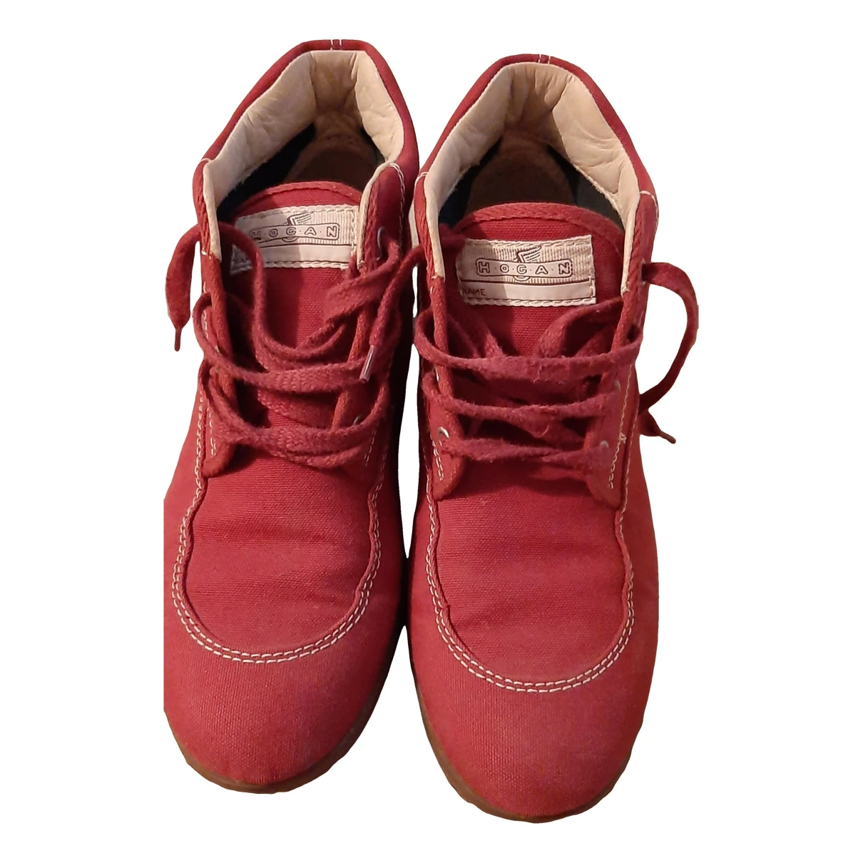 Pre-owned Hogan Cloth Boots In Red