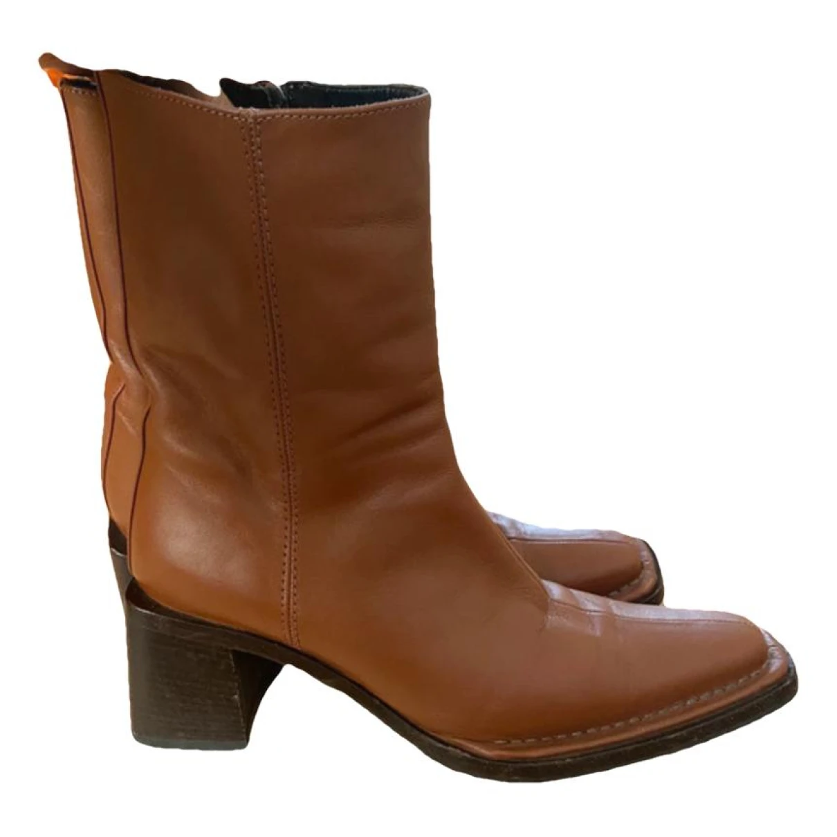 Pre-owned Acne Studios Leather Western Boots In Brown
