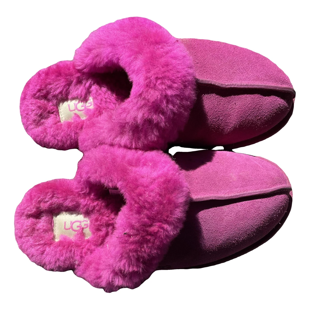Pre-owned Ugg Faux Fur Mules & Clogs In Pink