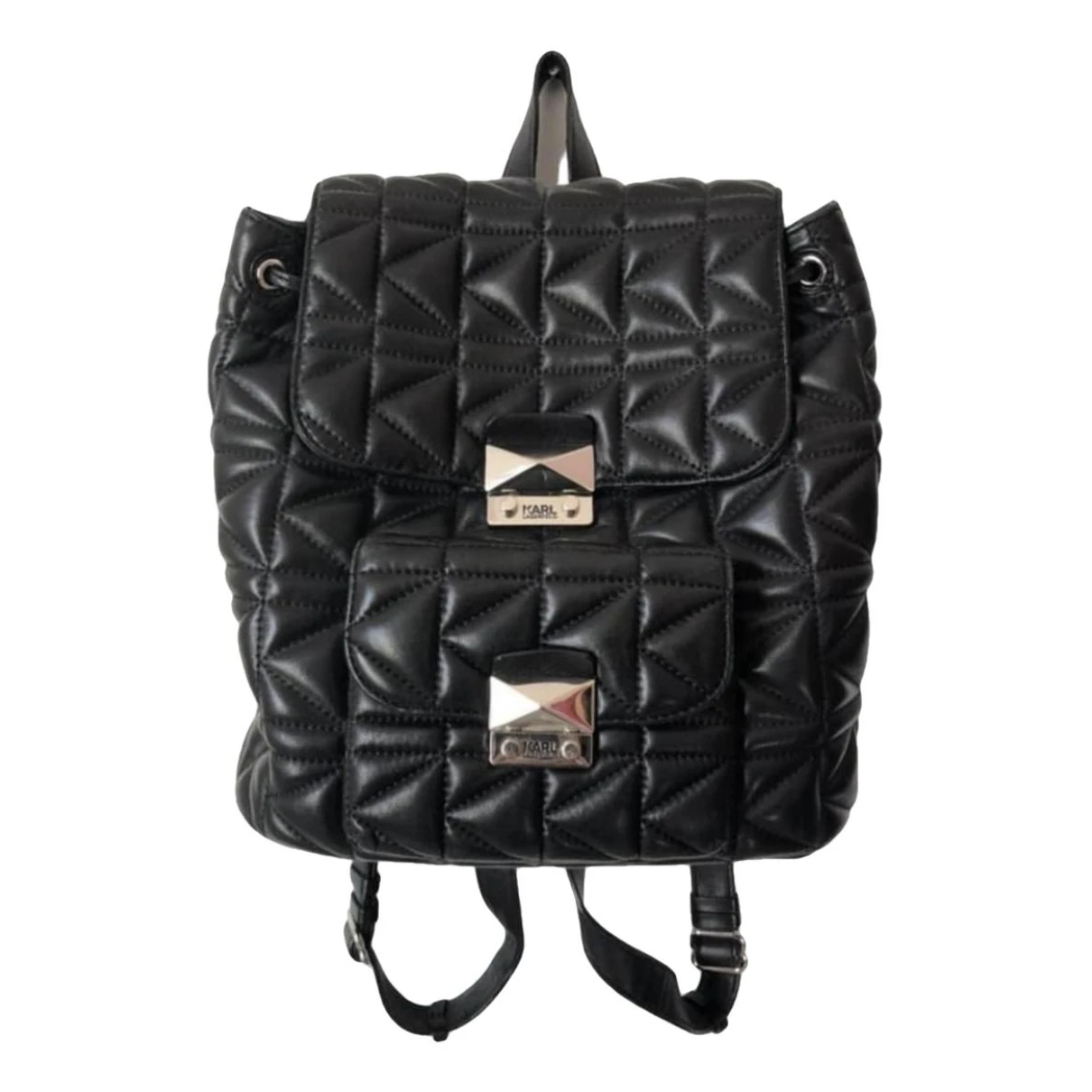 Pre-owned Karl Lagerfeld Leather Backpack In Black