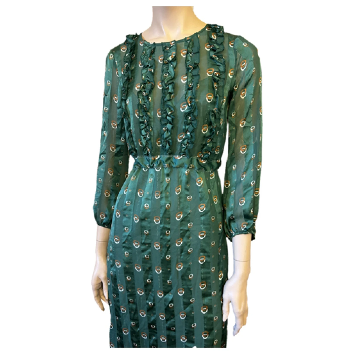 Pre-owned L'autre Chose Silk Mid-length Dress In Green