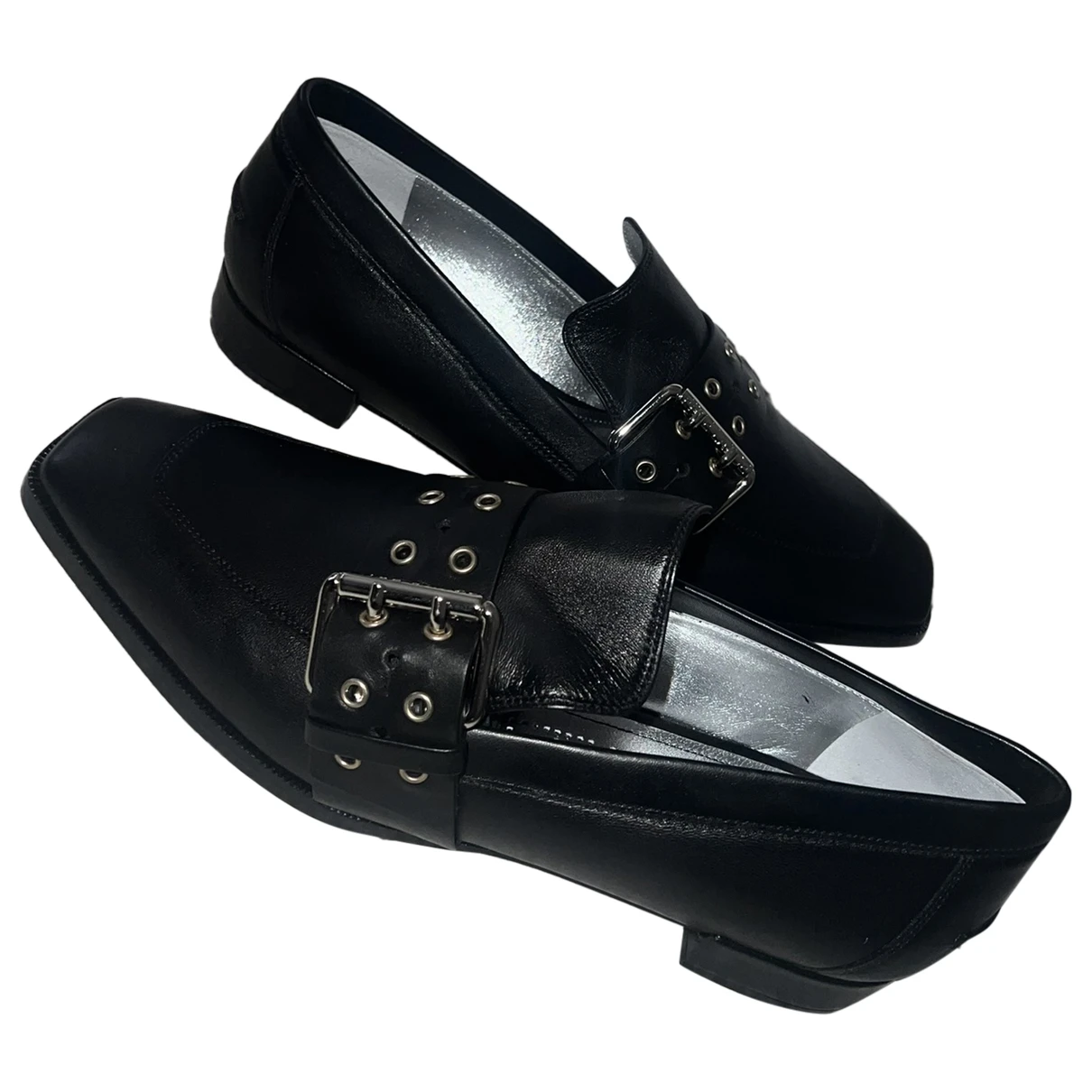 Pre-owned Free Lance Leather Flats In Black