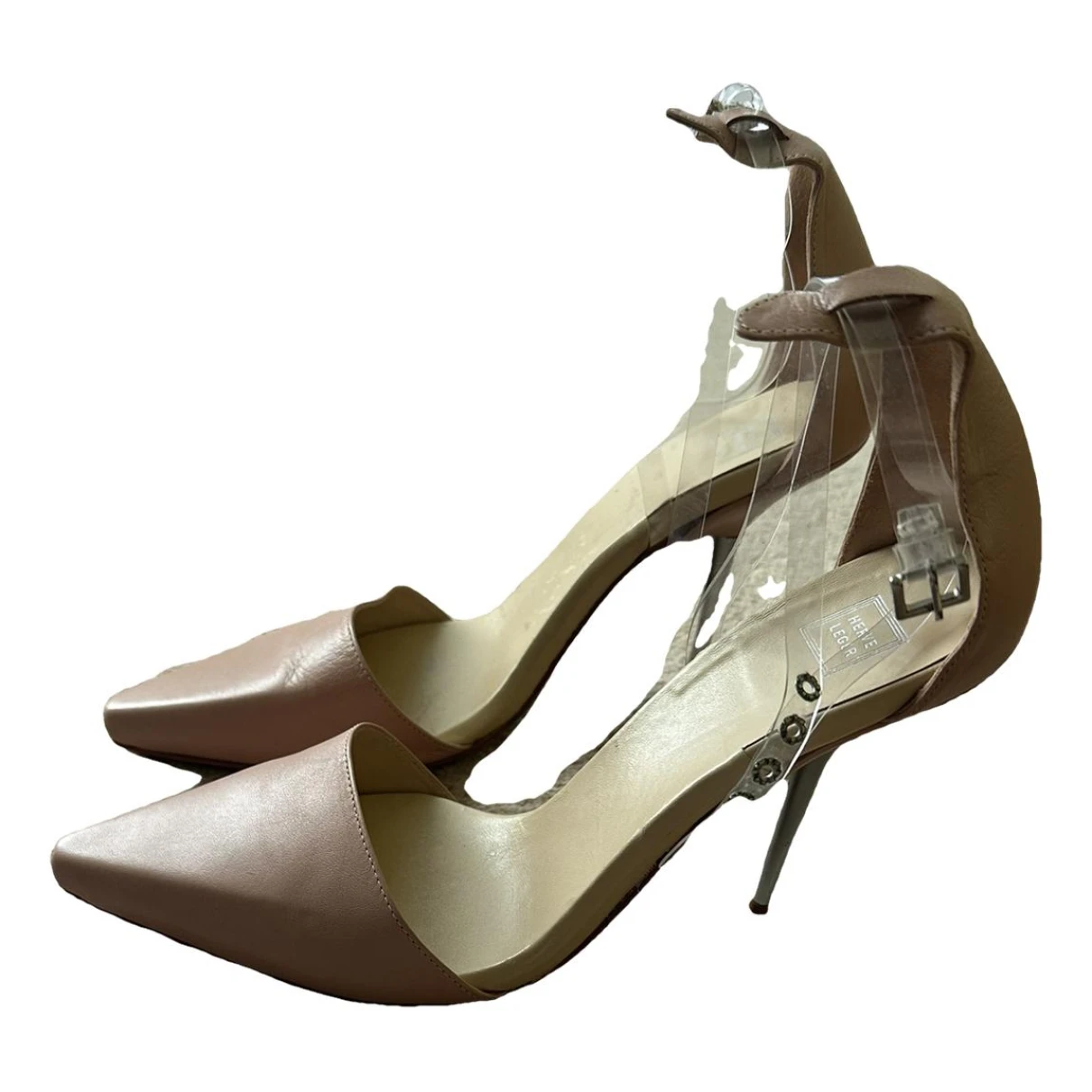 Pre-owned Herve Leger Leather Sandal In Beige