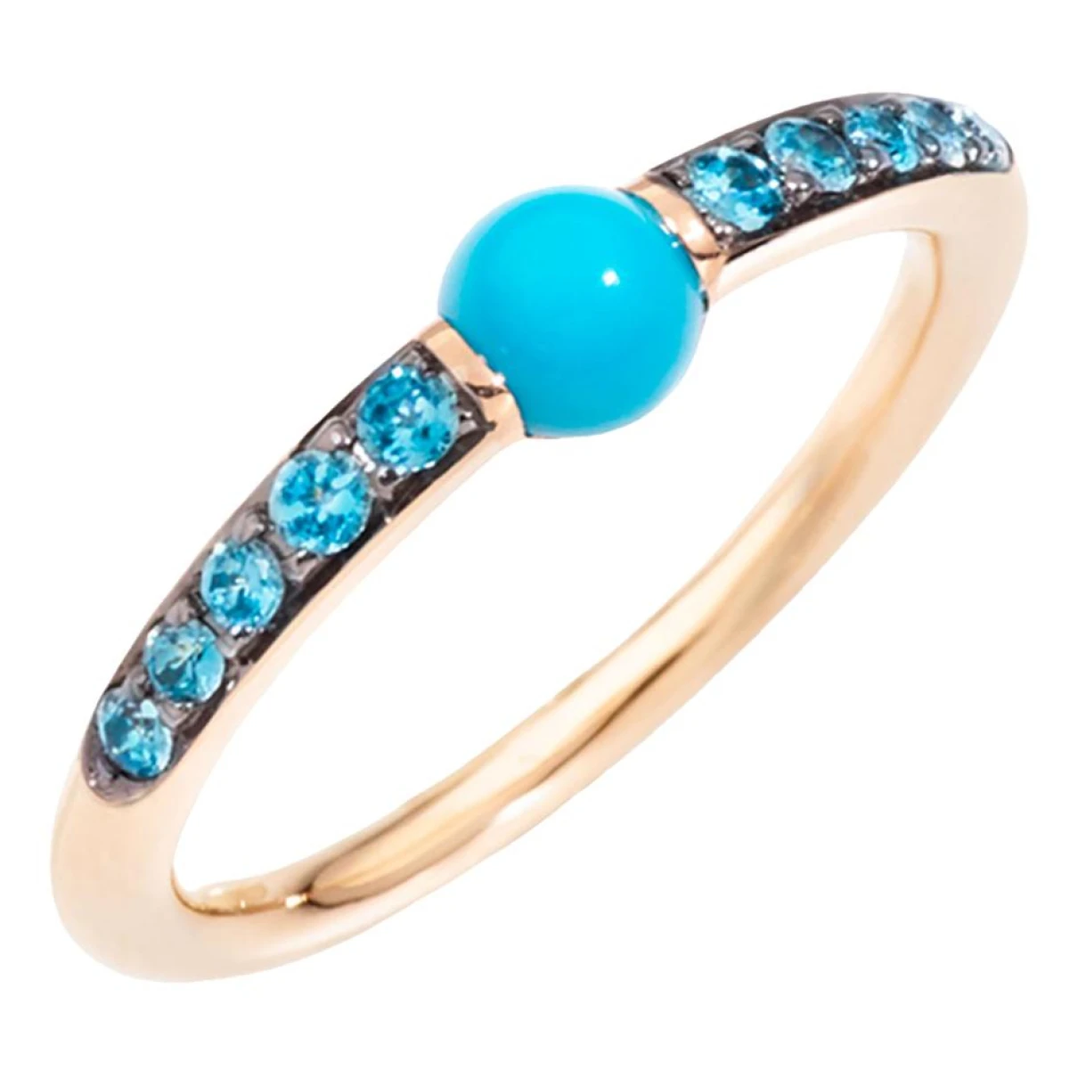 Pre-owned Pomellato M'ama Non M'ama Pink Gold Ring In Turquoise