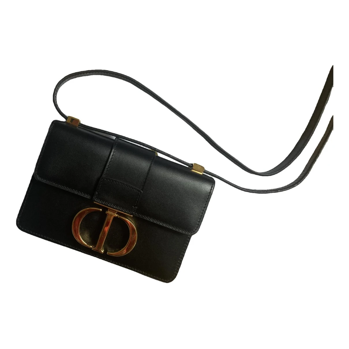 Pre-owned Dior 30 Montaigne Leather Crossbody Bag In Black