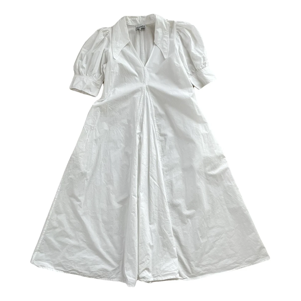 Pre-owned Ganni Mid-length Dress In White
