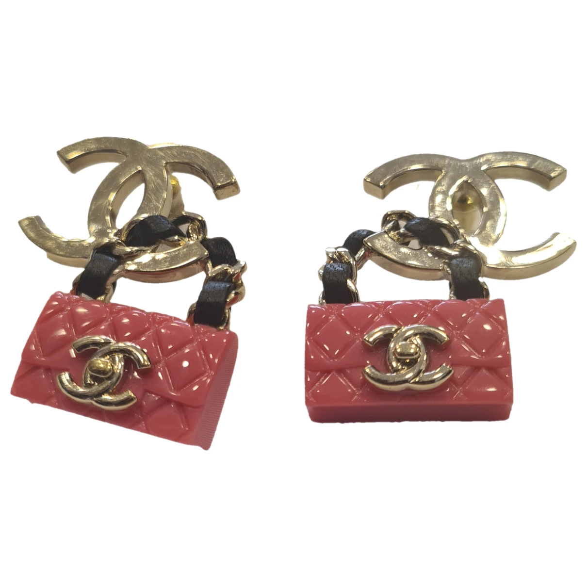 Pre-owned Chanel Cc Earrings In Pink