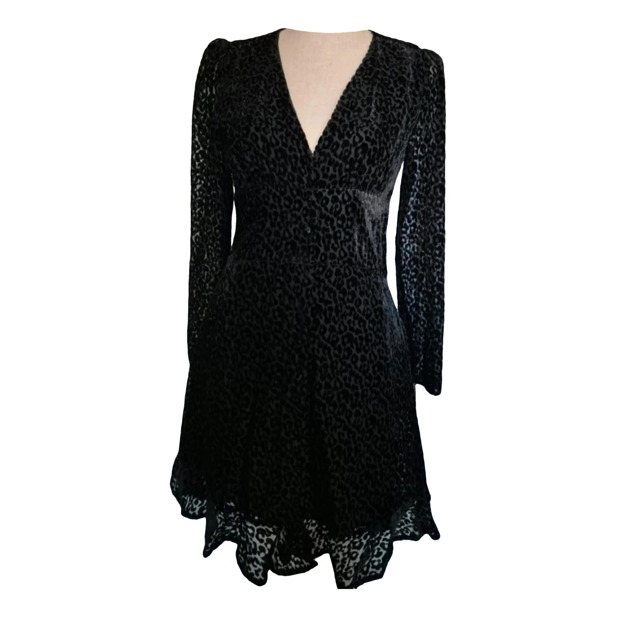 Pre-owned The Kooples Velvet Mini Dress In Black