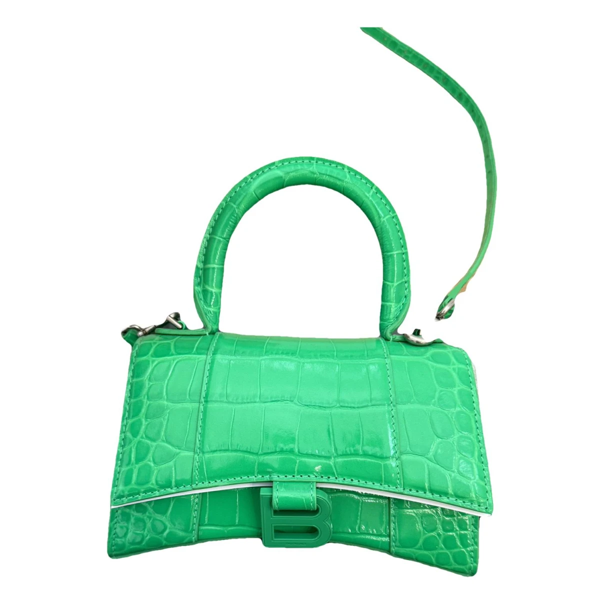 Pre-owned Balenciaga Hourglass Leather Crossbody Bag In Green
