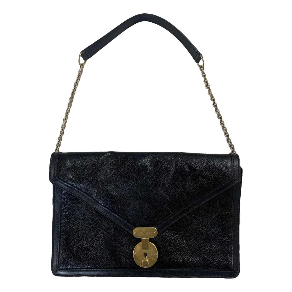 Pre-owned Celine Diamond Clutch Leather Handbag In Black