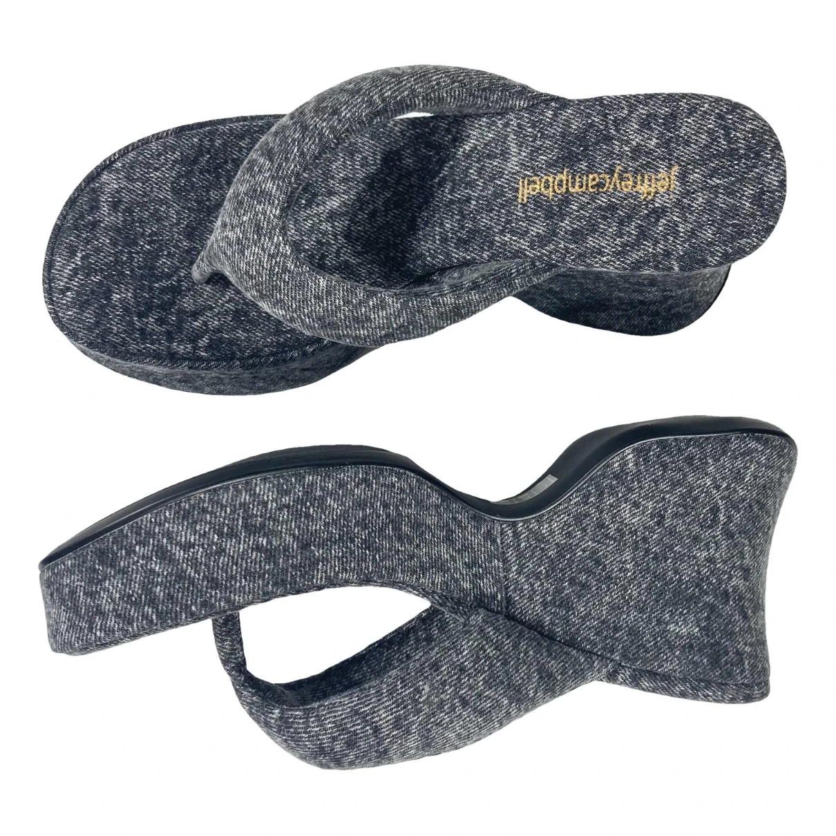 Pre-owned Jeffrey Campbell Cloth Flip Flops In Grey