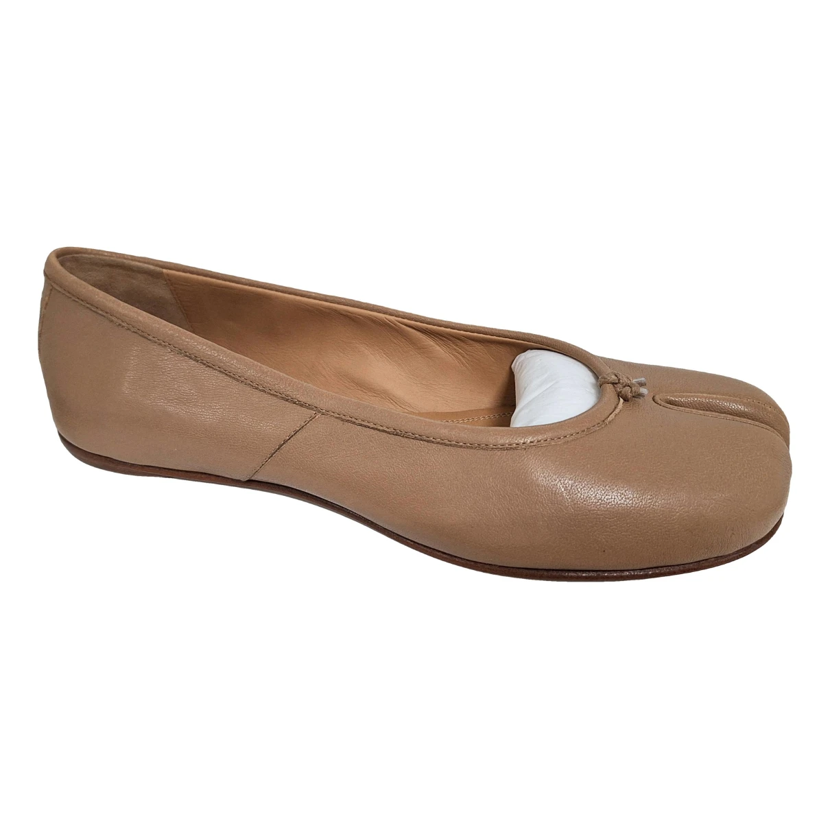 Pre-owned Maison Margiela Leather Ballet Flats In Camel