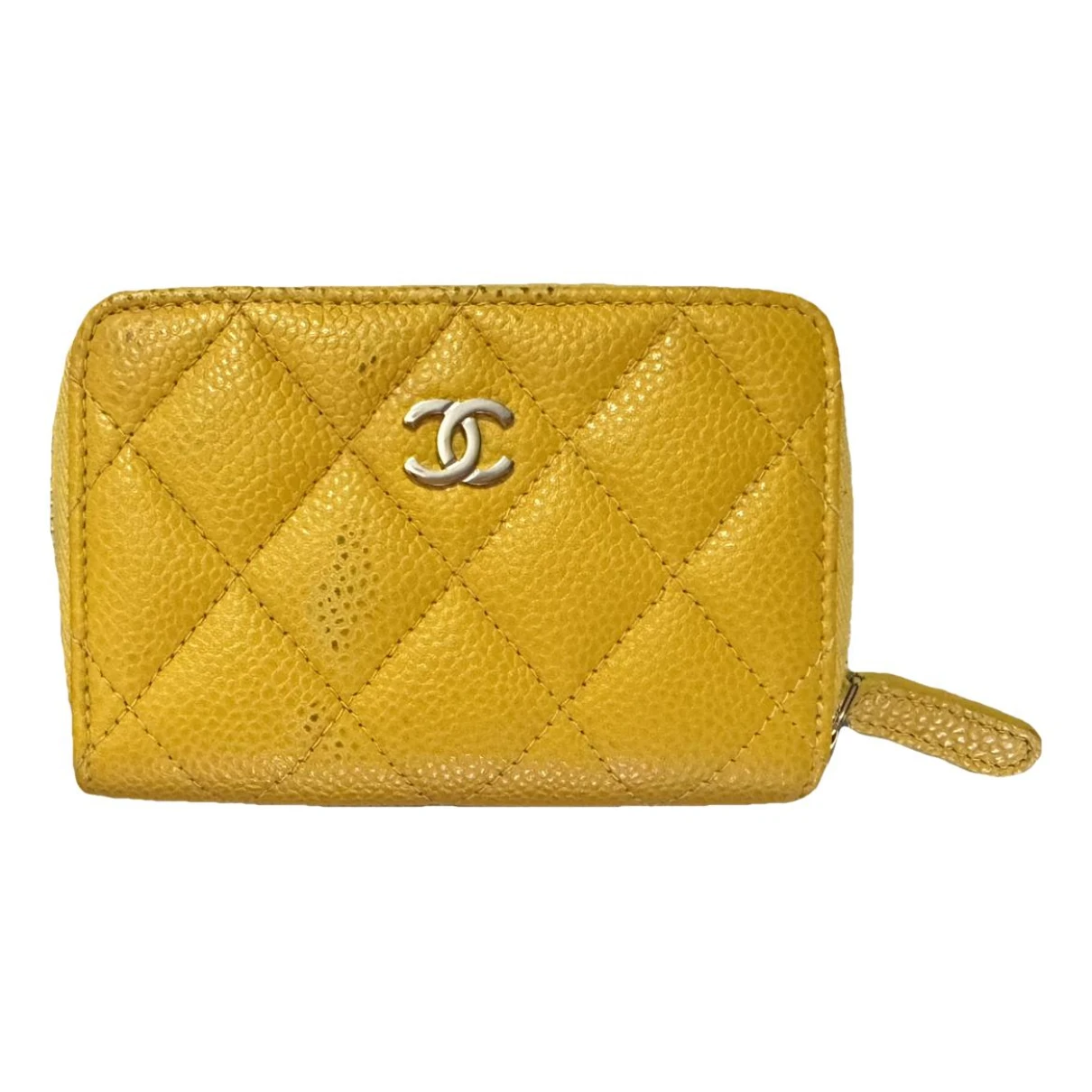 Pre-owned Chanel Timeless/classique Leather Wallet In Yellow