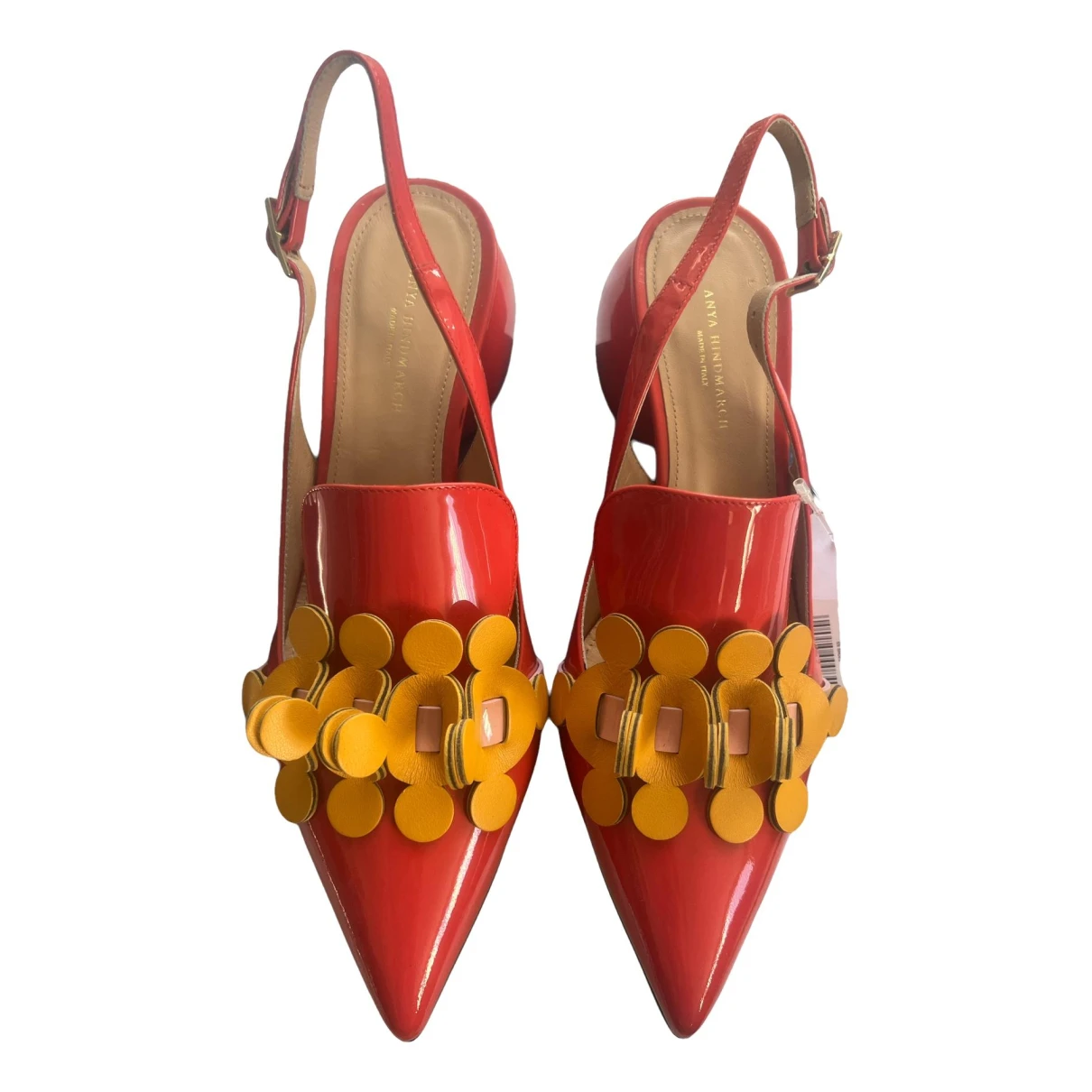 Pre-owned Anya Hindmarch Patent Leather Heels In Orange