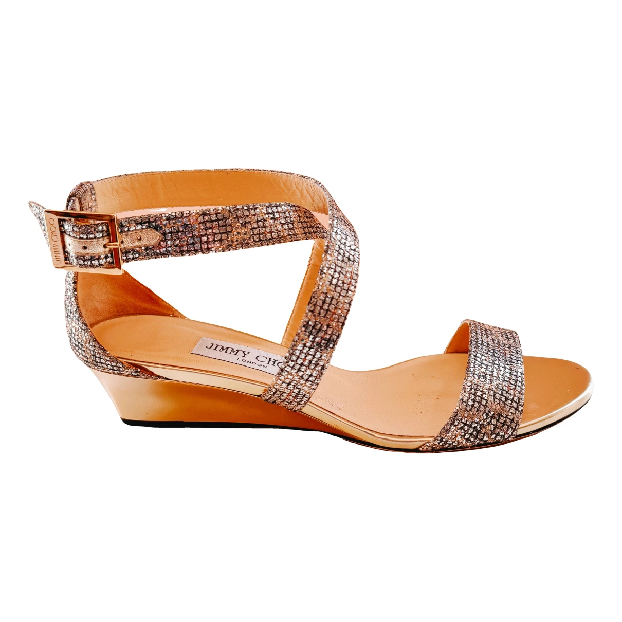 Pre-owned Jimmy Choo Cloth Sandal In Gold